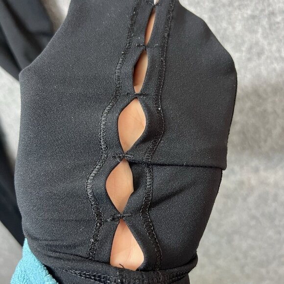 Yogalicious Leggings Small Black Leg Design Waist Pocket Mid Rise 26.5" Inseam - Picture 6 of 10